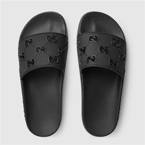 black gucci slides|all black Gucci slides women's.